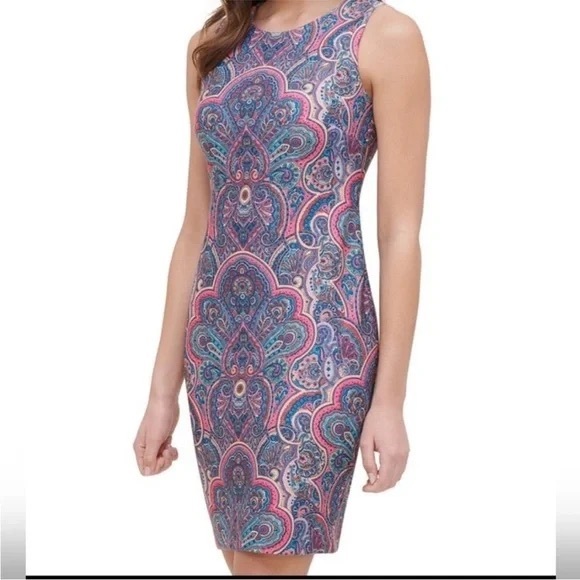 Tommy Hilfiger Dresses & Skirts - Tommy Hilfiger Vibrant Multicolor Paisley Sleeveless Sheath Dress